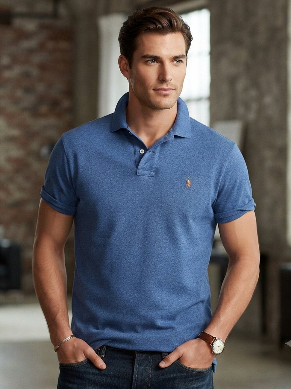 Ralph Lauren Polo Blue Size Medium Shirt Golf Short Sleeve EUC